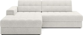 Krémovobiela rozkladacia rohová pohovka z textílie buklé (ľavý roh/s leňoškou) Blezalt – ELTAP