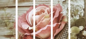 5-dielny obraz nádherná ružová ruža