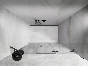 Mexen Lunar-F, pravé sklápacie sprchové dvere 145 cm, 8mm číre sklo, brúsený grafit profil, 836S-145-050-66-00-P