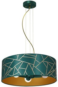Luster na lanku ZIGGY 3xE27/60W/230V zelená/zlatá