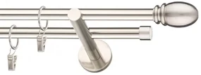 Dekorstudio Niklová dvojradová garniža OVAL 19mm Dĺžka: 180cm, Typ uchytenia: Držiak dvojitý modern, Typ príslušenstva: Krúžky tiché so štipcami