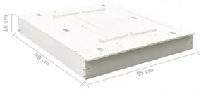 vidaXL Pieskovisko jedľové drevo biele 95x90x15 cm-
