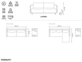 Modrá rozkladacia/s úložným priestorom pohovka 226 cm Luana – Makamii