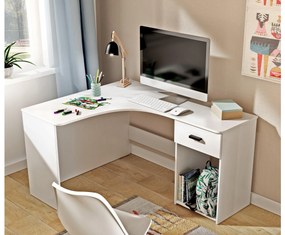 Rohový PC stolík  Cornello (biela). Vlastná spoľahlivá doprava až k Vám domov. 1108250