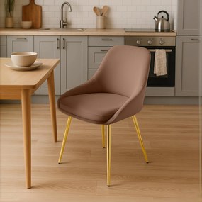 Sada 2 ks jedálenskej stoličky Elmira zamat - hnedá