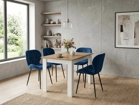 Jedálenská stolička MANGO VELVET s čiernymi nohami, modrá
