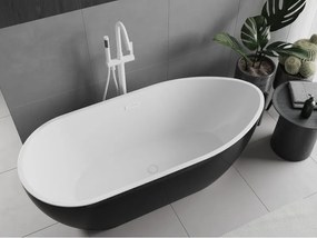 Mexen Eos, voľne stojaca vaňa 150 x 75 cm, biela-čierna, biely prepad, 52471507575-20