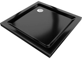 Mexen Slim, štvorcová sprchová vanička 80x80x5cm + chrómový sifón, čierna, 40708080