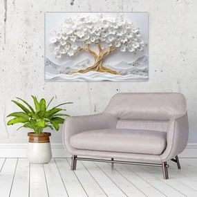 Obraz – 3D elegantný strom života plný kvetov (90x60 cm)
