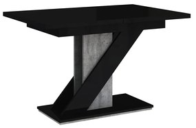 Moderný stôl Eksuper, Farby: čierny lesk / betón