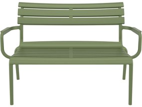 PARIS ZÁHRADNÁ LOUNGE LAVICA S PODRÚČKAMI olive green