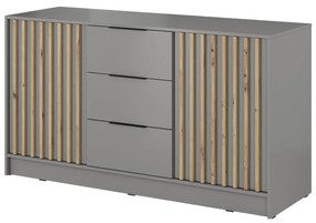 Komoda so zásuvkami Nelly 3D, lamely dub artisan, šedá