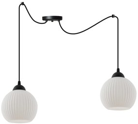 Závesné svietidlo Riffle Round Spider, 2x biele sklenené tienidlo, b