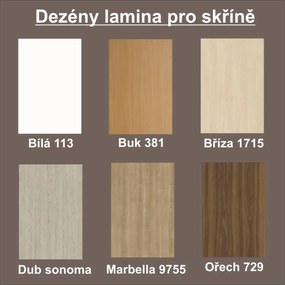 Šatníková skriňa do spálne 215x140 cm lamino: buk