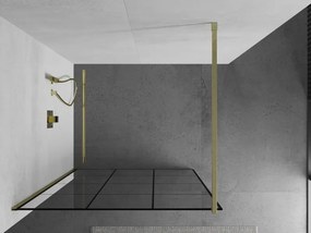 Mexen Kioto, sprchová zástena Walk-In 120 x 200 cm, 8mm číre sklo čierny vzor, zlatý matný profil, 800-120-101-55-77