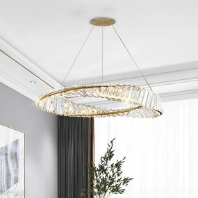 Krištáľový závesný LED luster APP1201-CP 50 cm zlatý/neutrálna biela