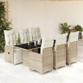 vidaXL 7-dielna záhradná bistro súprava s vankúšmi hnedá polyratan