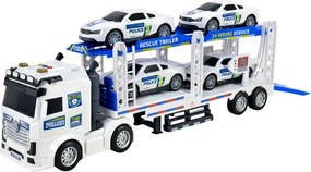 LEAN Toys Policajné nákladné auto, odťahovka, Lora, preprava policajných vozidiel, autá, svetlá, zvuky
