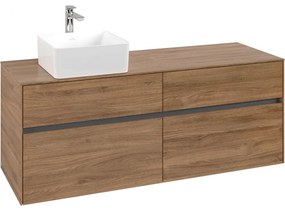 VILLEROY &amp; BOCH Collaro závesná skrinka pod umývadlo na dosku (umývadlo vľavo), 4 zásuvky, 1400 x 500 x 548 mm, Oak Kansas, C04600RH