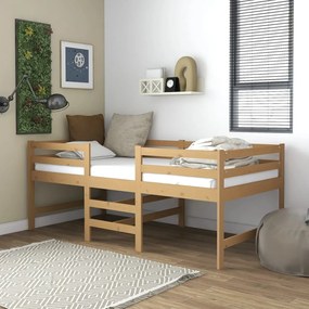 Stredne vysoká posteľ, medovo hnedá, borovicový masív 90x200 cm