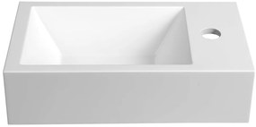 Sapho Sapho, AMAROK liaty mramor umývadlo 40x11x22cm, biele, batéria vpravo, AR500