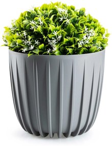 PLASTOVÝ KVETINÁČ STRIPPED SADA 2KS 18X15,5 CM+24X21 CM SIVÁ