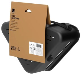 Čierna rohová plastová kúpeľňová polička bez vŕtania Flex Adhesive – Umbra