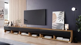 TV stolík Adenik 300, Farby: wotan / čierny lesk, Osvetlenie: osvetlenie LED biele