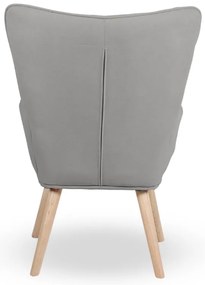 Kreslo ušiak LUGO — masív, látka, prírodná / sivá