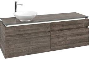 VILLEROY &amp; BOCH Legato závesná skrinka pod umývadlo na dosku (umývadlo vľavo), 4 zásuvky, s LED osvetlením, 1600 x 500 x 550 mm, Stone Oak, B596L0RK