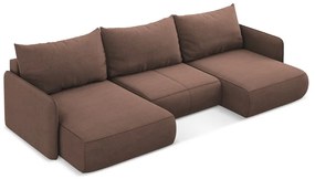 Ružová rozkladacia/s úložným priestorom rohová pohovka Nanea – Makamii