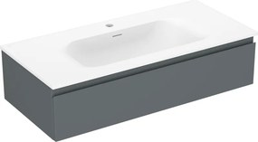 Mexen Orio, kúpeľňová skrinka 100 cm s umývadlom Vela, 1 zásuvka, grafitová matná/biela matná, 91A10-10023-1-BF66-W23M01
