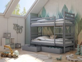 Poschodová posteľ Aero, Rozmer postele: 90x190 cm, 049-farby: sivá
