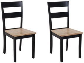 Sada 2 drevených jedálenských stoličiek čierna/svetlé drevo GEORGIA Beliani