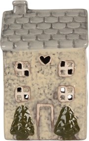 Béžový keramický domček na čajovú sviečku Lamont - 9*8*15 cm