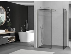 Mexen Kioto, 2-stenová sprchová zástena Walk-In 120 x 110 cm, 8mm číre sklo čierny vzor, brúsená oceľ profil, 800-120-202-97-70-110