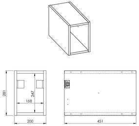 Elita Look Slim 20, modulová skrinka 20x45x28 cm PDW, čierna matná, ELT-168115