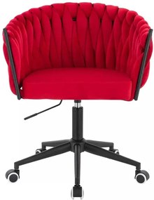 LuxuryForm DESIGN Stolička NORDEN VELUR na čiernej podstave s kolieskami - červená