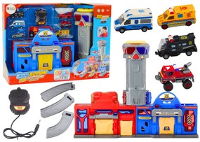 LEAN TOYS Veliteľská základňa, polícia, hasiči - 6 kusov áut