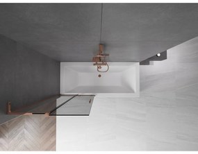 Mexen Velar L, 2-krídlová posuvná vaňová zástena 85 x 150 cm, 8mm šedé sklo, ružové zlato, 896-085-003-41-60