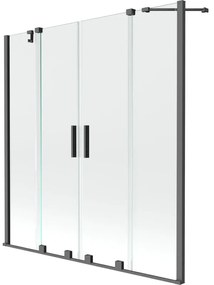 Mexen Velar Duo, 2-krídlová vaňová zástena s posuvnými dverami 150 x 150 cm, číre, grafitový profil, 896-150-000-02-95