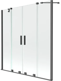 Mexen Velar Duo, 2-krídlová vaňová zástena s posuvnými dverami 150 x 150 cm, číre, grafitový profil, 896-150-000-02-95