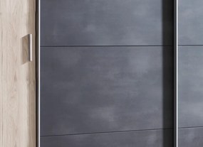 Šatníková skriňa Lotto, 270 cm, dub hickory/antracitová oceľ