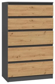 Komoda Musecalo 4 (antracit + dub artisan). Akcia -18%. Vlastná spoľahlivá doprava až k Vám domov. 1132795