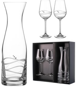 Diamante darčeková sada pohárov a karafy na víno so Swarovski kryštálmi Venezia 1+2