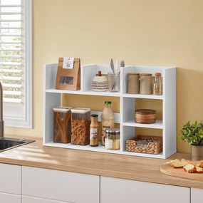 Polica na písací stôl, organizér so 6 policami, 80 × 20 × 50 cm, biely