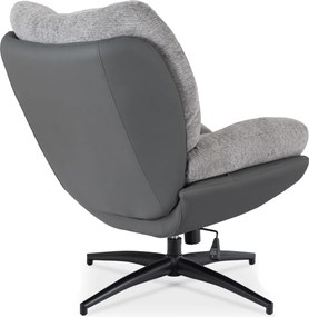 Otočné relaxačné kreslo ORVIO s podnožkou – sivé/čierne