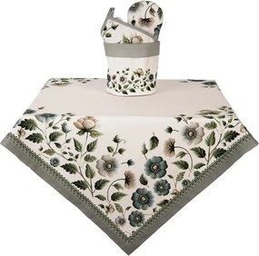 Béžová bavlnená chňapka - podložka s kvetmi Gently Blooming - 20*20 cm