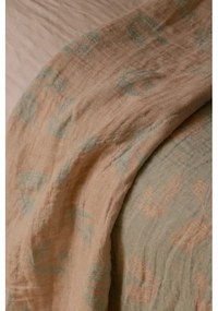 Ľanová deka / obrus Kesäkukka 145x260, tyrkysovo-ružová