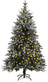 vidaXL Umelý vianočný stromček s LED a vločkami snehu 180 cm PVC a PE-